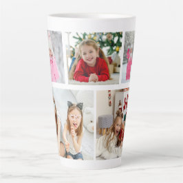 Caneca De Café Latte Multi Photo Collage Modern Personalized Name