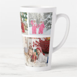 Caneca De Café Latte Multi Photo Collage Modern Personalized Name