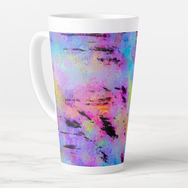 Caneca De Café Latte Multicoloração em abstrato moto (Ângulo esquerdo)