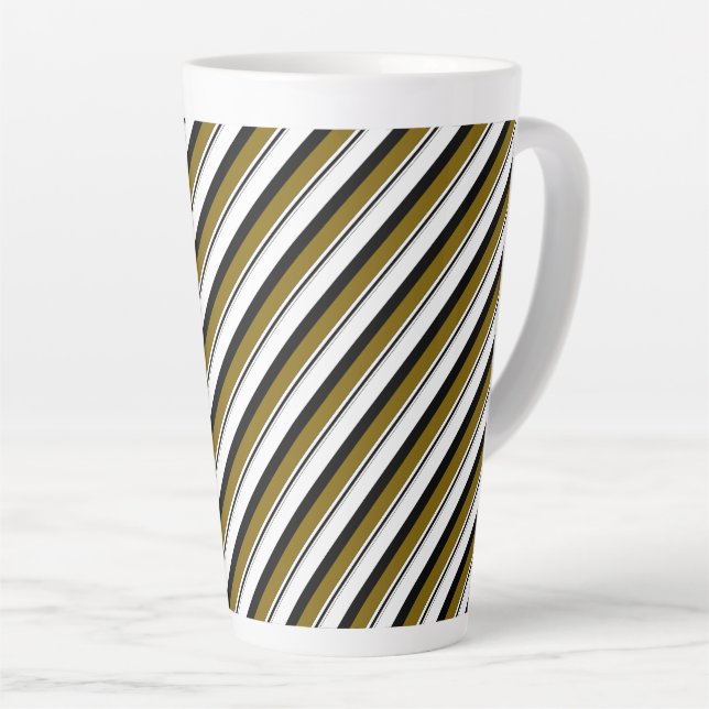 Caneca De Café Latte Multicolored Stripes (Ângulo direito)