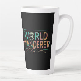 Caneca De Café Latte Multicor com maravilha do mundo negro de fundo