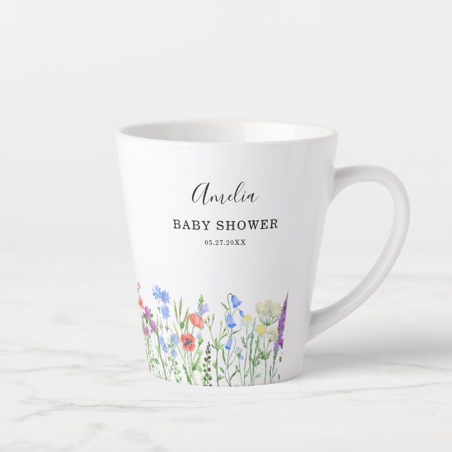 Caneca De Café Latte Multihued Wildflower Baby Shower Celebration (Direita)