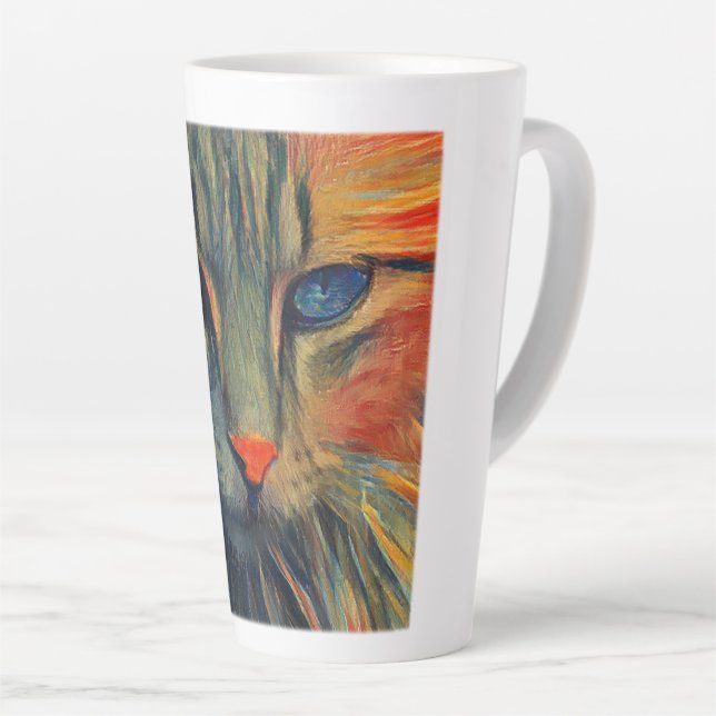 Caneca De Café Latte Munch Cat Latte Mug (Ângulo direito)