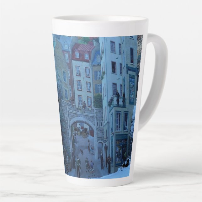 Caneca De Café Latte Mural em Cidade Velha de Quebec, Quebec, Canadá (Ângulo direito)