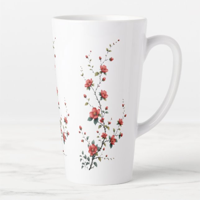Caneca De Café Latte Murmurios de Flores de Primavera em Pétalas Silenc (Direita)