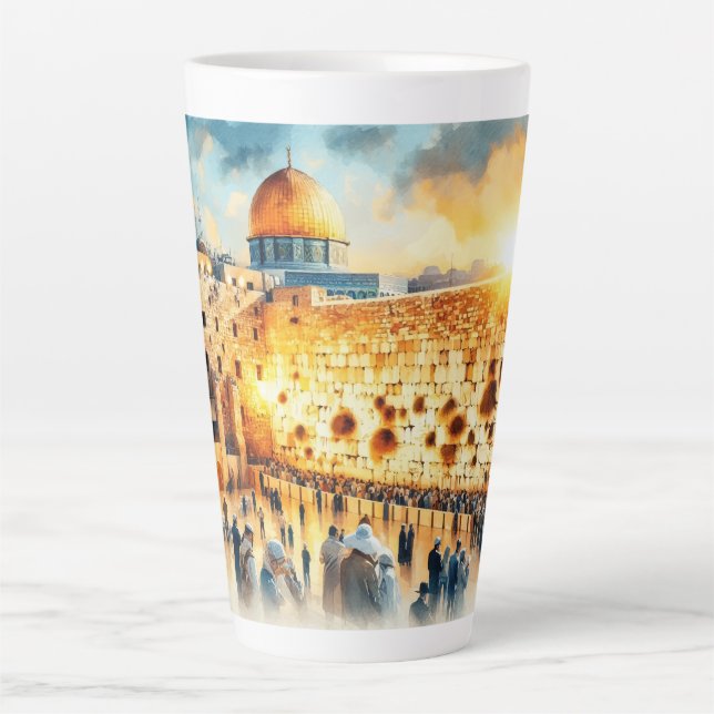 Caneca De Café Latte Muro Ocidental Jerusalém (Frente)