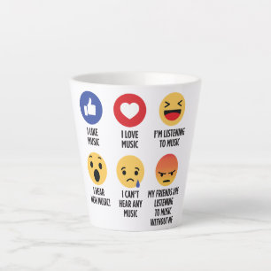 Caneca De Café Latte Music Emojis