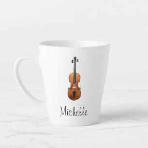 Caneca De Café Latte Música Clássica do Violin Monograma