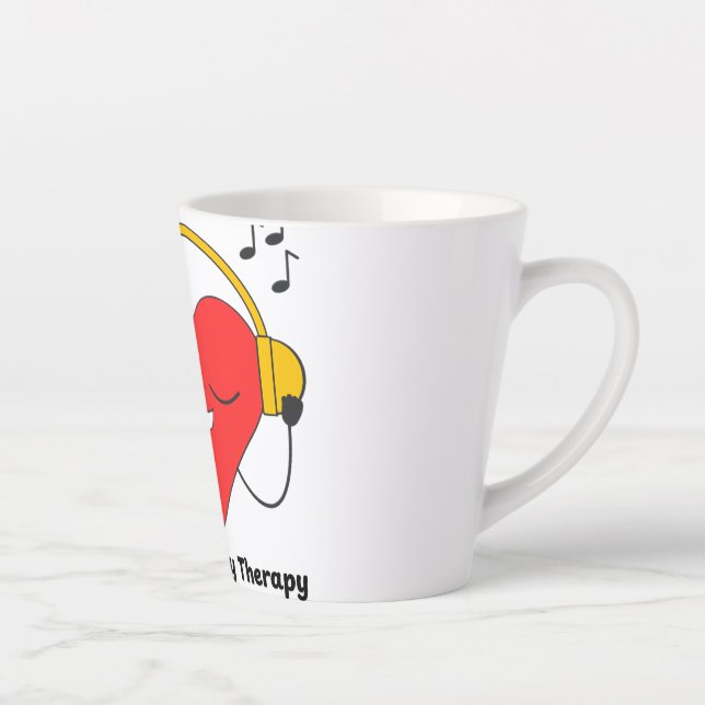 Caneca De Café Latte Música é a minha terapia - citação de longa duraçã (Direita)