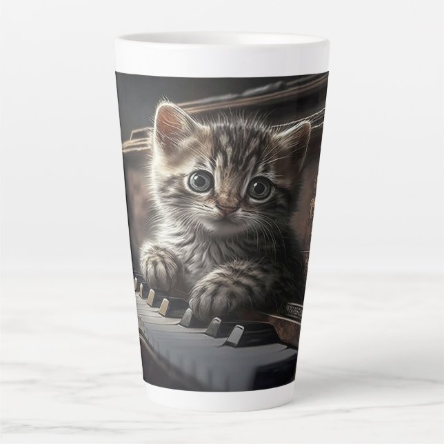 Caneca De Café Latte Musical Meow-sterpedal (Frente)