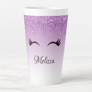 Caneca De Café Latte Na moda cor-de-rosa e olhos pretos ao soltar a bri