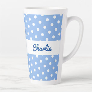Caneca De Café Latte Na moda de Padrão de Bolinhas de Azul Bonito