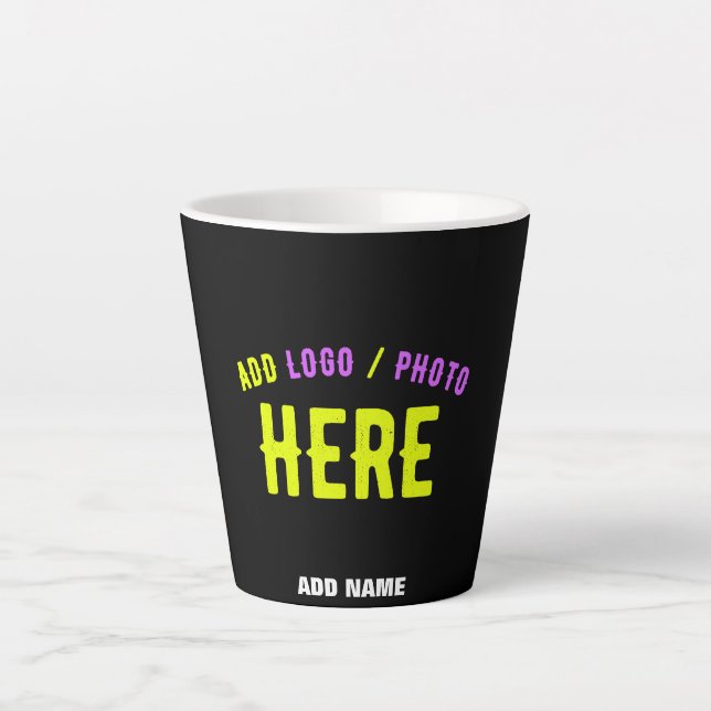 CANECA DE CAFÉ LATTE NA MODA MODERNO PERSONALIZÁVEL NEGRO VERIFICADO CO (Frente)