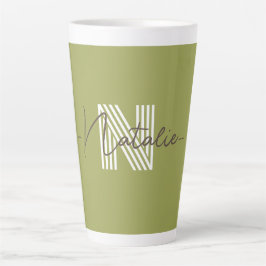 Caneca De Café Latte Na moda monograma inicial e caligrafia Oliva