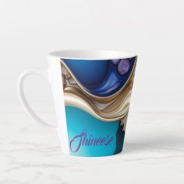 Caneca De Café Latte Na moda personalizado em azul e ouro