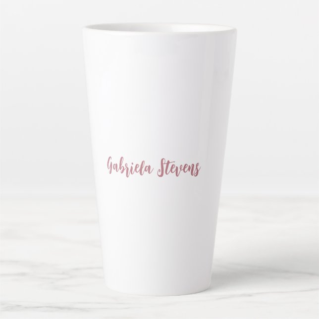 Caneca De Café Latte Na moda Rosa de Dourado Nome Branco (Frente)