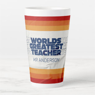 Caneca De Café Latte Na moda tipografia c azul-vermelha moderna do prof