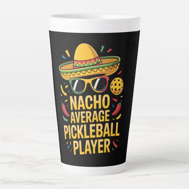 Caneca De Café Latte Nacho Average Pickleball Player (Frente)