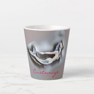 Caneca De Café Latte Nadando Cinza Mermaid Thunder_Cove