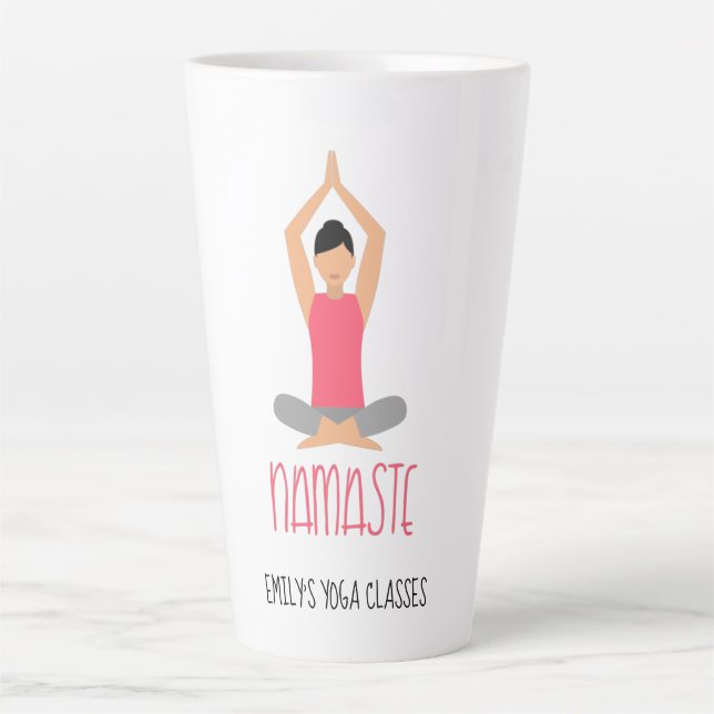 Caneca De Café Latte Namaste Yoga Pose Nome Comercial (Frente)