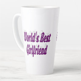 Caneca De Café Latte Namorada com tipografia roxa