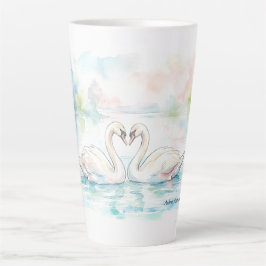 Caneca De Café Latte Namorados Cisnes - Dia dos Namorados