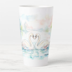 Caneca De Café Latte Namorados Cisnes - Dia dos Namorados