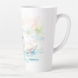 Caneca De Café Latte Namorados Cisnes - Dia dos Namorados