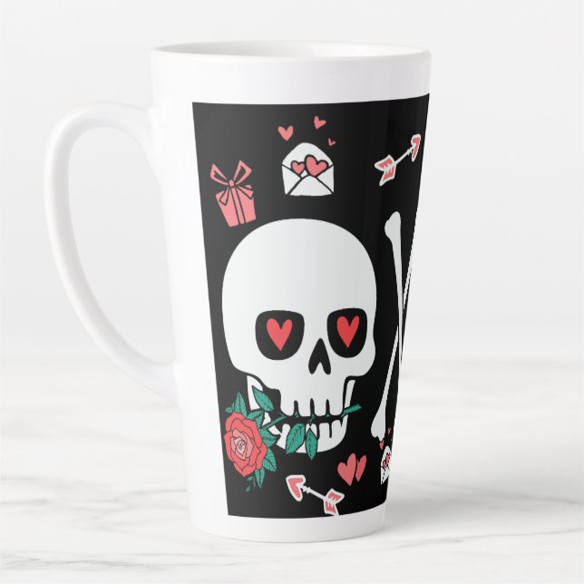 Caneca De Café Latte Namorados XOXO de Valloween cutâneo (Esquerda)