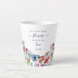 Caneca De Café Latte Nana Flowers Poem Country Wildflower