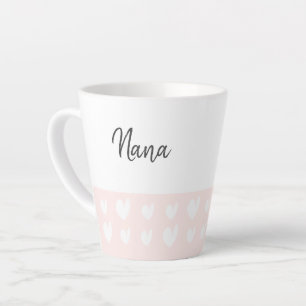 Caneca De Café Latte Nana Heart Champagne Lata Pink