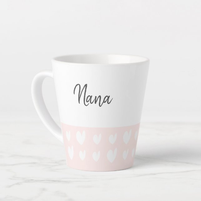 Caneca De Café Latte Nana Heart Champagne Lata Pink (Ângulo esquerdo)