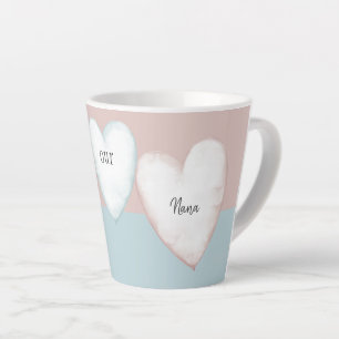Caneca De Café Latte Nana Heart Turquoise e Peach Mug