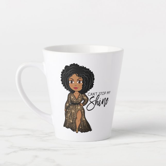 Caneca De Café Latte Não consigo parar meu brilho - Ebony Latte Mug (Esquerda)