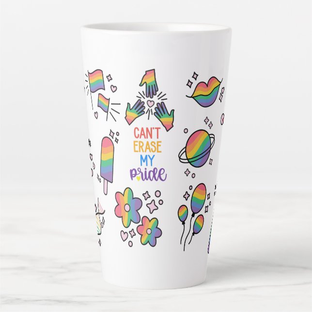 Caneca De Café Latte Não é possível apagar o meu orgulho LGBTQ (Frente)