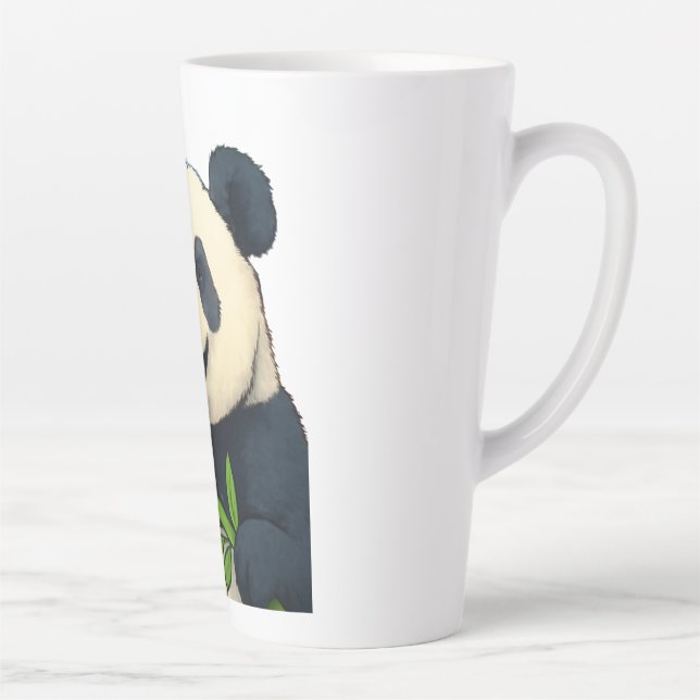 Caneca De Café Latte Não se Preocupe, Coma Bambu – Arte de Panda (Direita)
