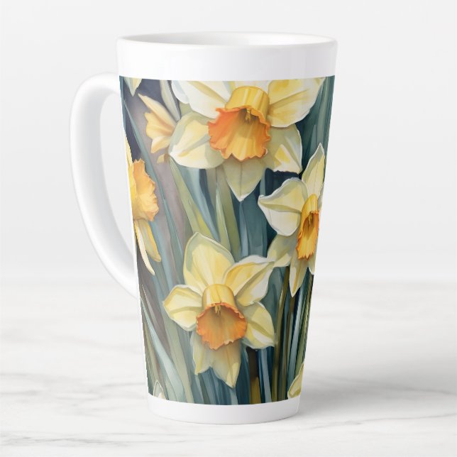 Caneca De Café Latte Narcisos da Primavera (Ângulo esquerdo)