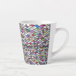 Caneca De Café Latte Narmin | Padrão Colorido e Repetitivo Desenhado à