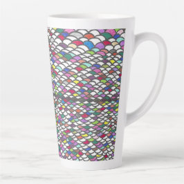 Caneca De Café Latte Narmin | Padrão Colorido e Repetitivo Desenhado à