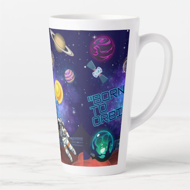 CANECA DE CAFÉ LATTE NASCIDO PARA ORBITAR  (Direita)