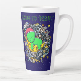 Caneca De Café Latte nascido para orbitar alienígena dormindo