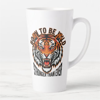 Caneca De Café Latte Nascido para Ser Selvagem – Tigre Gráfico Mais For
