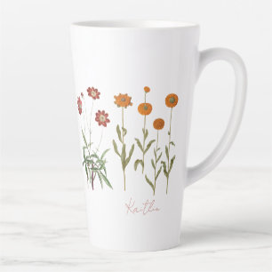Caneca De Café Latte Nascimento em outubro Mês Vintage Flor Latte Mug