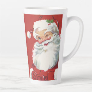 Caneca De Café Latte Natais vintages Santa Claus, Jolly e Winking