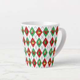Caneca De Café Latte Natal Argyle - Feriado Retroativo