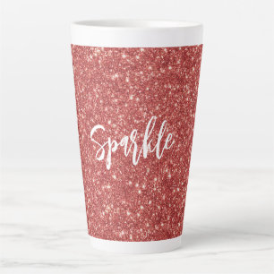Caneca De Café Latte Natal Brilho Faísca Vermelho