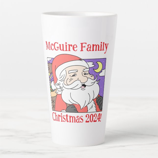 Caneca De Café Latte Natal da família 2024 (Frente)