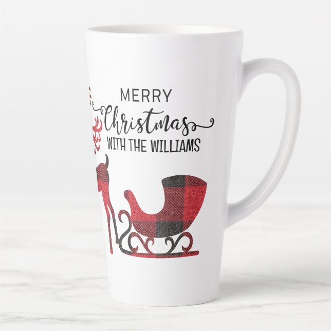 Caneca De Café Latte Natal da Família Correspondente | Moderno Personal (Direita)