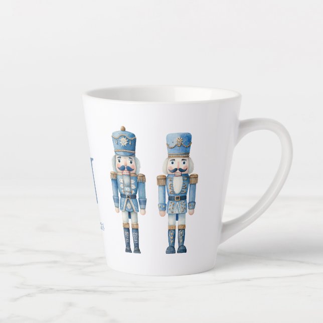 Caneca De Café Latte Natal da quebra-nozes azul (Direita)