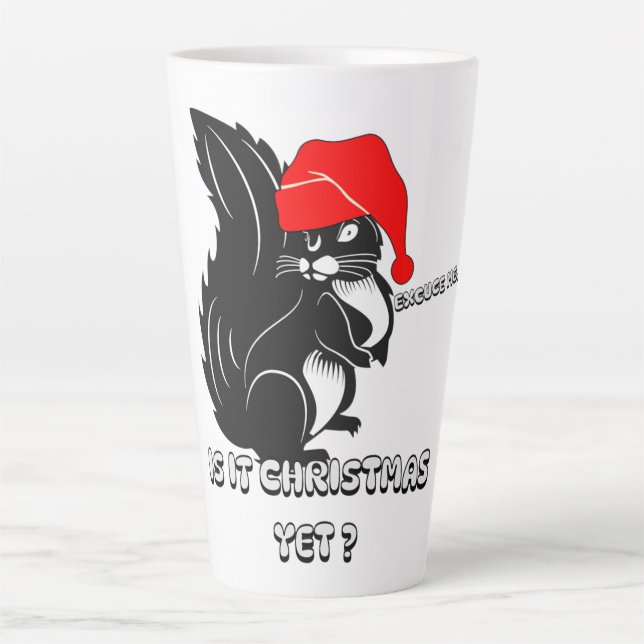 Caneca De Café Latte natal de esquilo, já é Natal? (Frente)